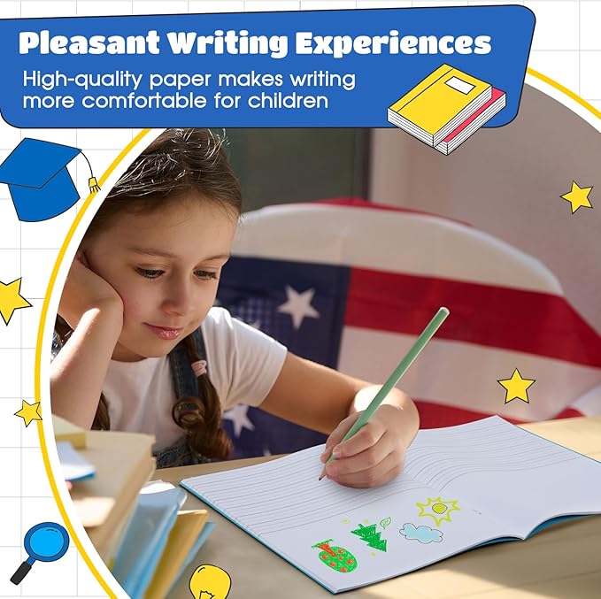 Henoyso 12 Pcs Primary Composition Notebook K-2 9 3/4 x 7 1/2 Inch Primary Journal, Back to School Supplies, Bulk Blank Writing Book for Kid to Write Draw Journal 60 Page Notebooks (Mixed Color)-DeskLoop Office