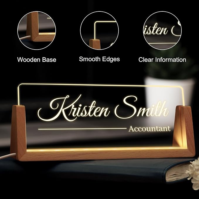 Custom Name Plate for Desk, Personalized Light Up Acrylic Desk Name Plate - Image 4