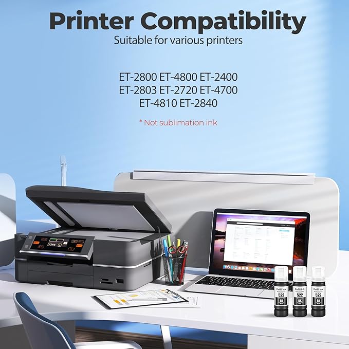 522 Black Ink Refill Bottles ET-2800 ET-4800 ET-2400 ET-2803 ET-2720 Replacement for T522 522 Ink Refill Bottles Black Use for Eco Tank ET-2400 ET-2720 ET-2800 ET-2803 ET-2840 ET-4800 ET-4810 Printers-DeskLoop Office
