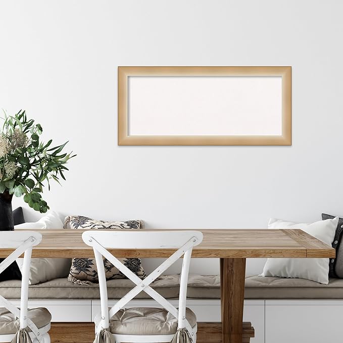 Amanti Art White Cork Board for Wall, 15x33 Vision Board with Gold Frame, Medium Corkboard Office Decor for Home Organization, Modern Contemporary Corkboard Pinboard to display items for home-DeskLoop Office