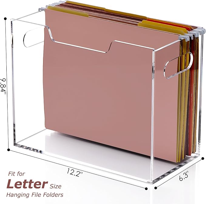 Acrylic Hanging File Organizer, Letter Size Clear Magazine Rack Folders Holder - Image 2