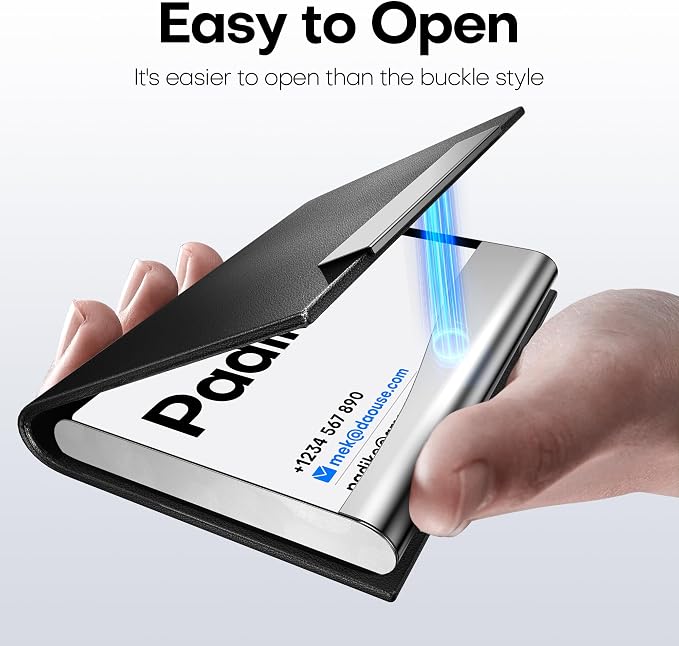 Padike Business Card Holder/ Case Professional PU Leather & Stainless Steel - Image 4