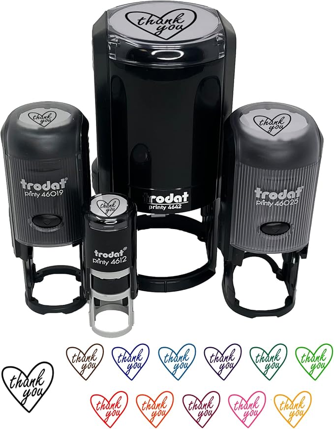 Thank You in Heart Self-Inking Rubber Stamp Ink Stamper by Sniggle+Sloth