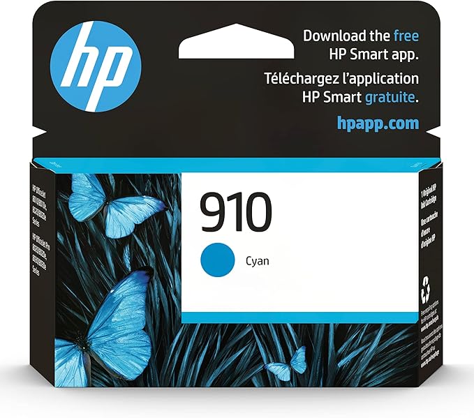 HP 910 Cyan Ink Cartridge | Works with HP OfficeJet 8010, 8020 Series, HP OfficeJet Pro 8020, 8030 Series | Eligible for Instant Ink | 3YL58AN-DeskLoop Office