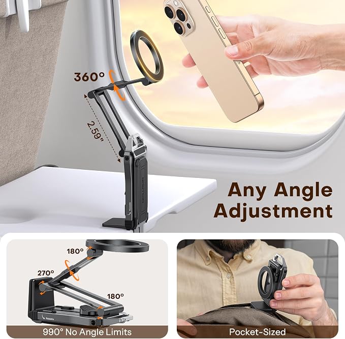 OMOTON TP02 360° Rotating for MagSafe Tripod, Aluminum Magnetic Phone Tripod - Image 5