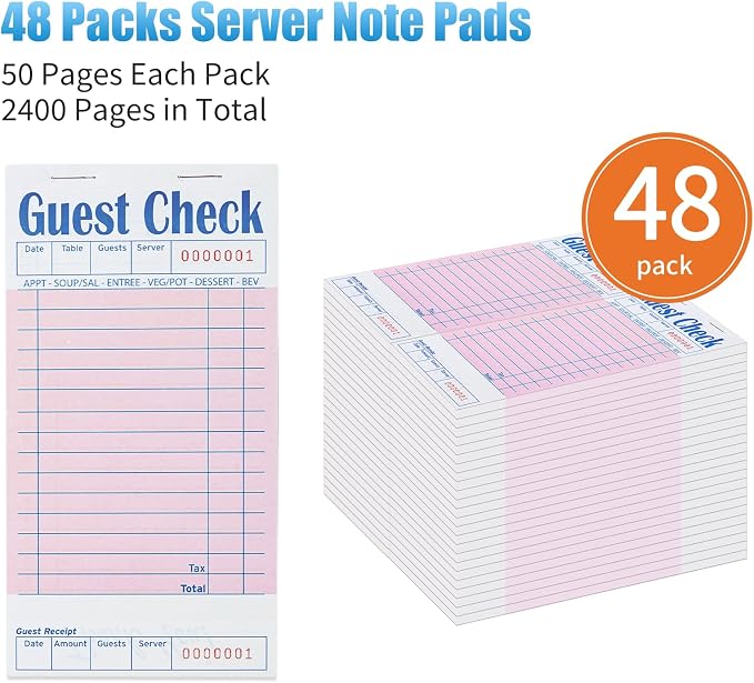 ZPARIK 48 Pack Pink Guest Checks Books - Image 4