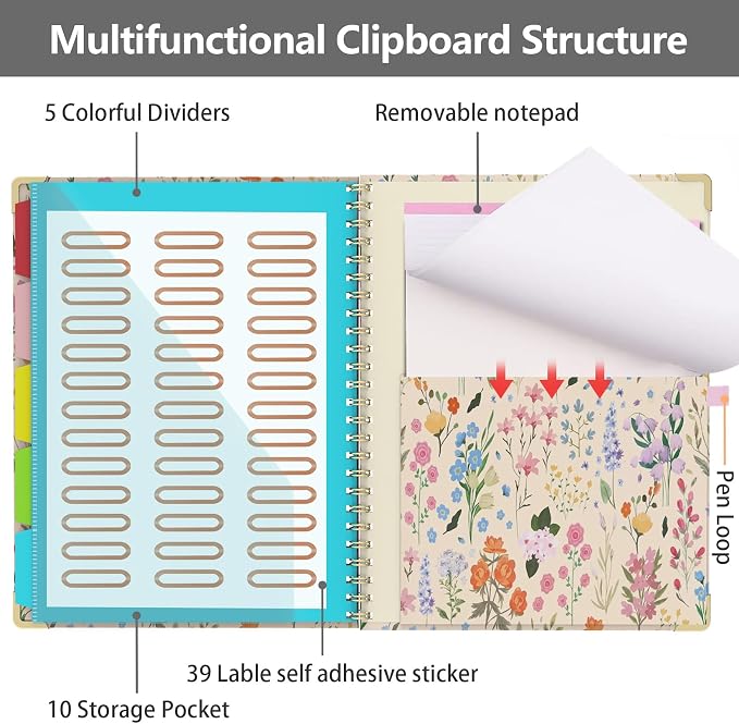 Clipboard Folio with Storage 8.5 X 11 Padfolio Notebook, Clipboards with - Image 3