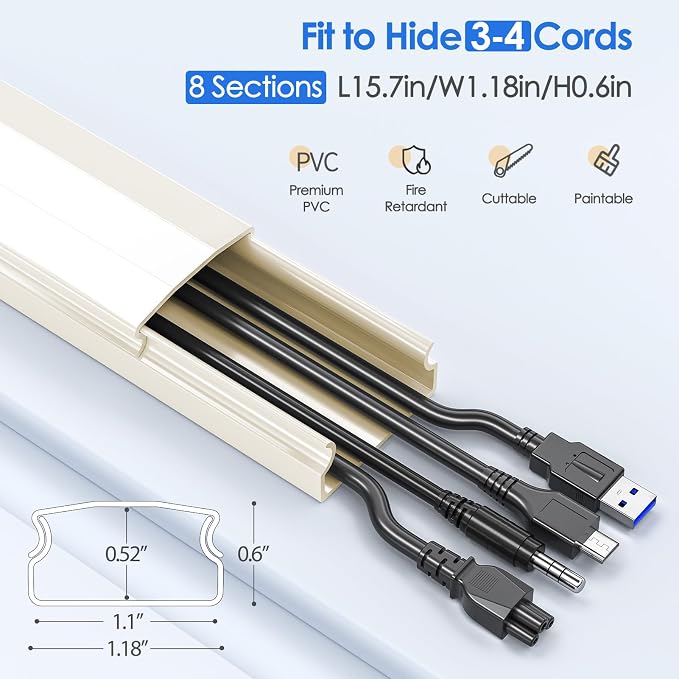 Yecaye 125in Cord Hider, Large Cord Covers - Image 2