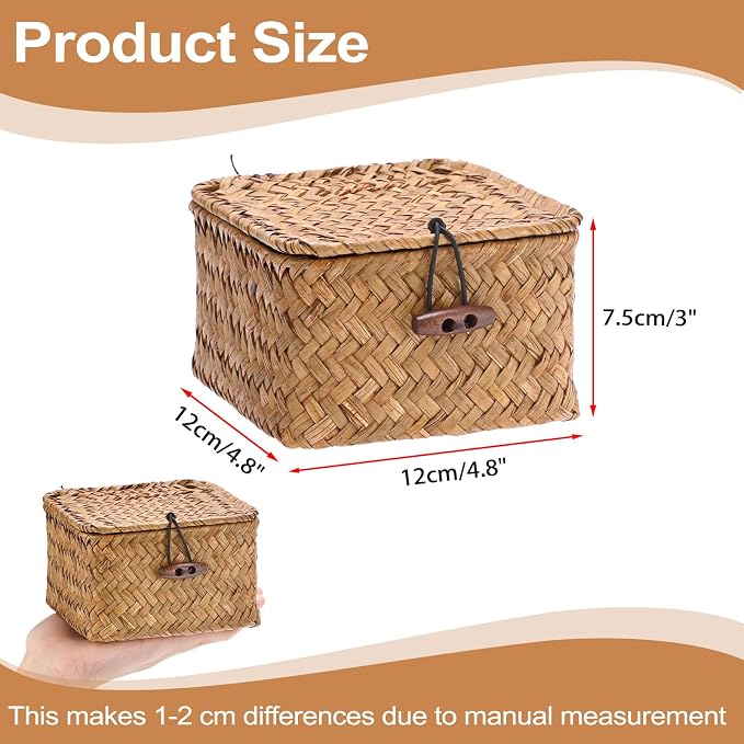 Hipiwe Handwoven Seagrass Basket Decorative Shelf Basket - Image 3