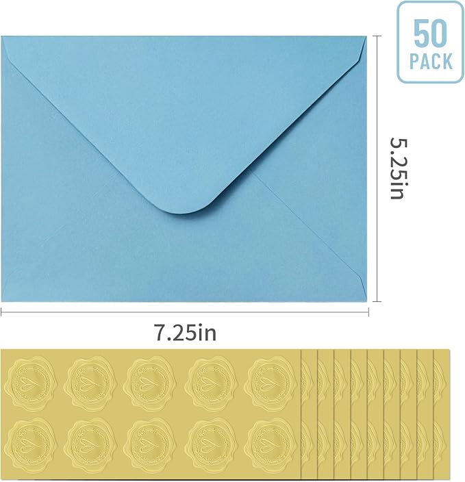 50 PCS Blue Colorful A7 Envelopes - Image 2