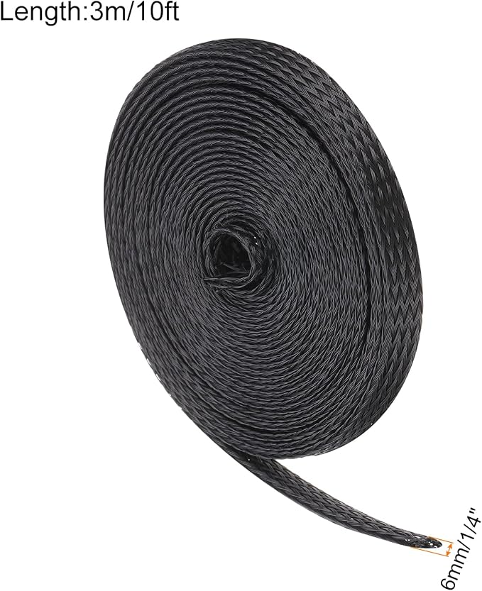 10ft PET Expandable Wire Loom 1/4 Inch, PET Braided Wire Sleeving Cable - Image 2