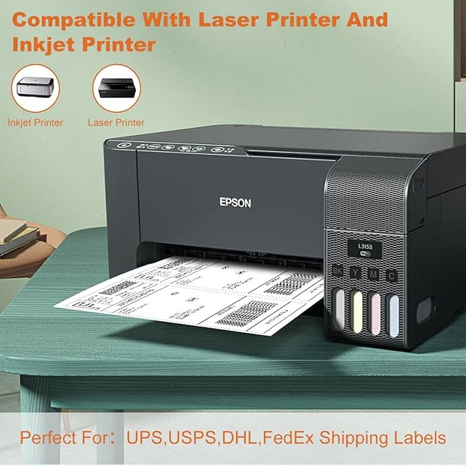 BESTEASY 16000 Half Sheet Self Adhesive Shipping Labels, Laser/Ink Jet White Blank Shipping Labels 8.5" x 5.5" Address Labels (8000 Sheets Total 16000 Labels)