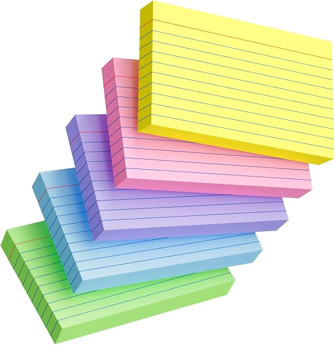 Index Cards 3x5 Inch, Flash Cards, Ruled Lined Colored Note Cards Paper by Ciphyfee