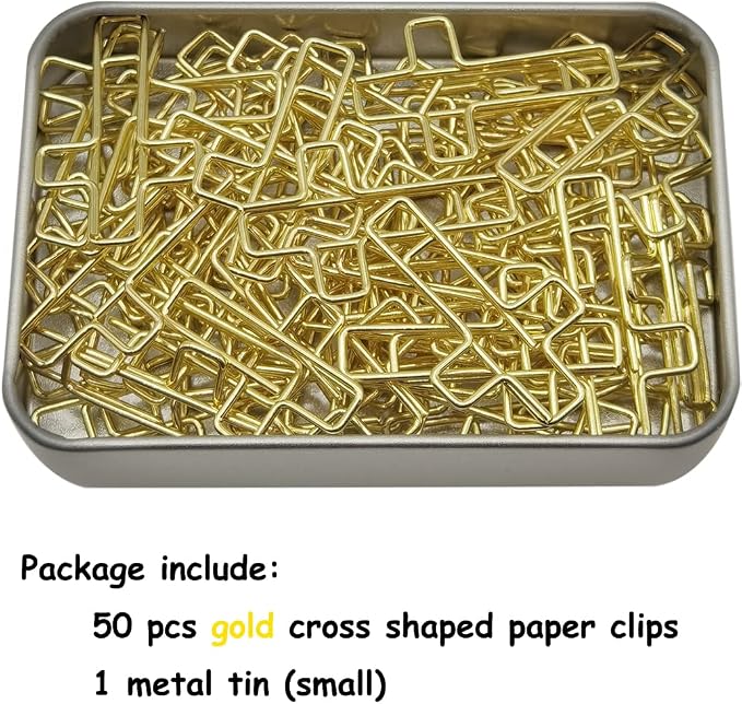 50 PCS Gold Cross Paper Clips Bible Bookmark Clips, Bible Study Supplies - Image 2