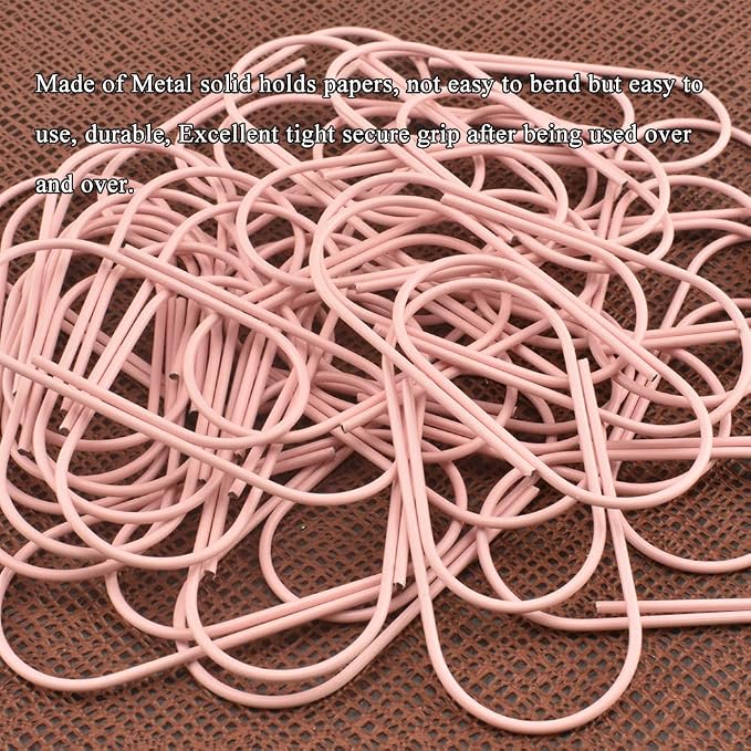 HAHIYO Paper Clips 2 inches Length Pink Wide Paperclips Vinyl Coated Prevent - Image 6