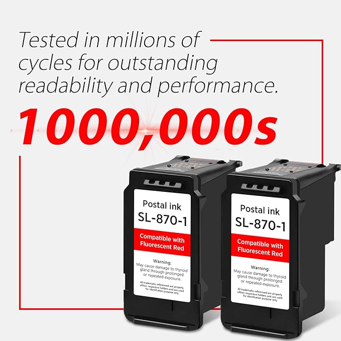 High Capacity SL-870-1 XXL Red Ink Cartridge Compatible with SL870-1 SL8701 XXL Fluorescent Red Ink Replacement for Pitney Bowes SendPro Mailstation Postage Meter (CSD1) 2-Pack (2×16ML)-DeskLoop Office