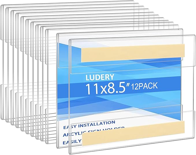 Acrylic Sign Holder 8.5 x 11 Inches Horizontal, Restaurant-No Drilling by Ludery