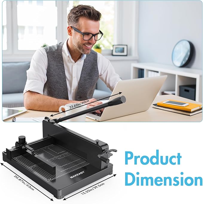 Paper Cutter 12 Inch, Heavy Duty Paper Cutter for A4 Paper, Guillotine Paper Cutter 400 Sheet Capacity, Solid Steel Construction-DeskLoop Office
