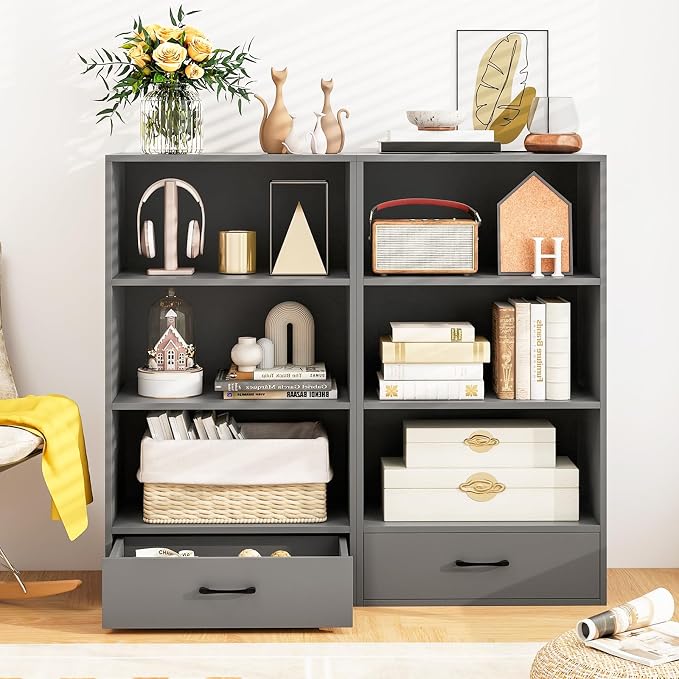 LOKO 4-Tier Bookcase with Storage Drawer, Modern Organizer Display Storage - Image 5