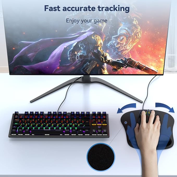 TECKNET 2 Pack Mouse Pad with Wrist Support, Ergonomic Gaming Mouse Pad Pain - Image 7