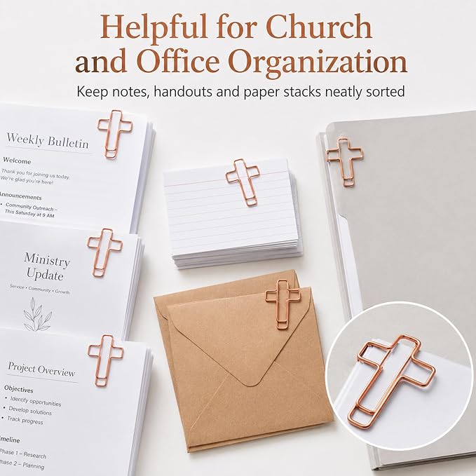 60 Pack Rose Cross Paper Clips, Decorative Paper Clips and Bookmarks - Image 8