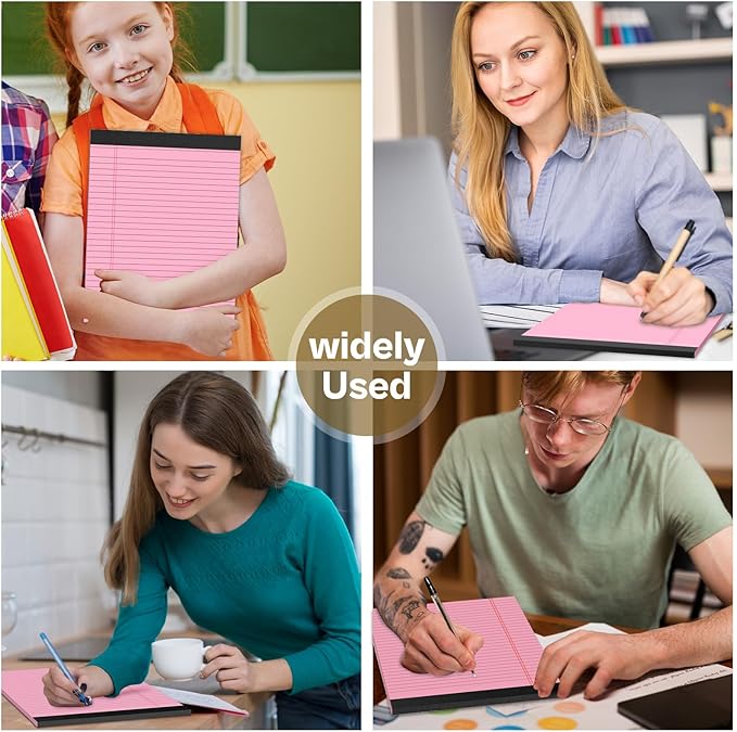 2 Pcs Legal Pads 8.5 x 11 Pink Note Pads 8.5 x 11 Notepad 8.5 x 11 Micro Perforated Writing Pads 8.5 x 11 Lined Paper Pads Wide Ruled Pad of Paper 30 Sheets Notebook for Study, To-Do Lists, Office-DeskLoop Office