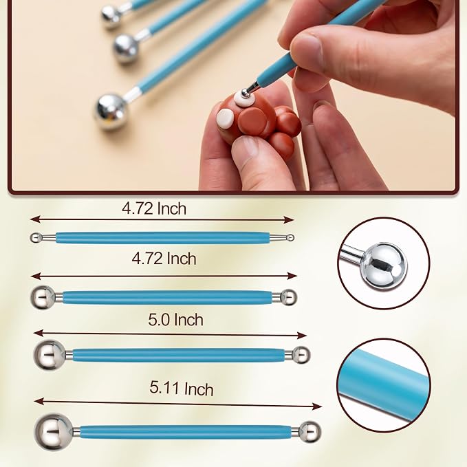 Amrules 10pcs Dotting Styluses Tools, Double Side Stainless Steel Ball Head Dot - Image 2