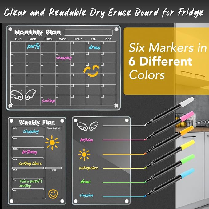 DIYMAG Planning Pads 3Pack Acrylic Magnetic Dry Erase Board - Image 6