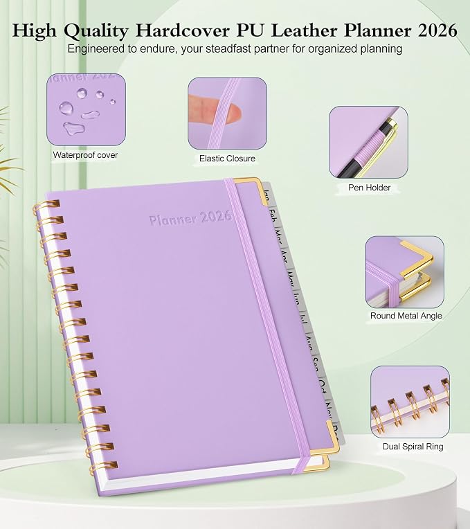 2026 Planner, Hardcover Leather Weekly and Monthly Planner, January 2026 - Image 4
