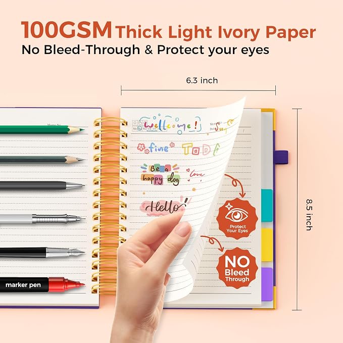 XYark A5 Hardcover Spiral Notebook, 6.3"x8.5" College Ruled Notebooks - Image 4