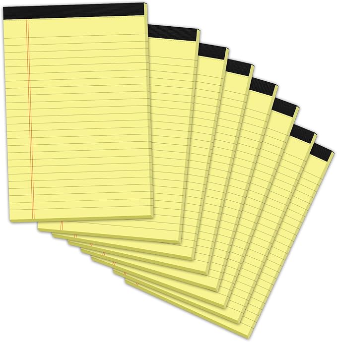 8 Pack Yellow Legal Pads 5x8 Small Note Pads 240 Sheets Perforated Yellow Pads by notepads