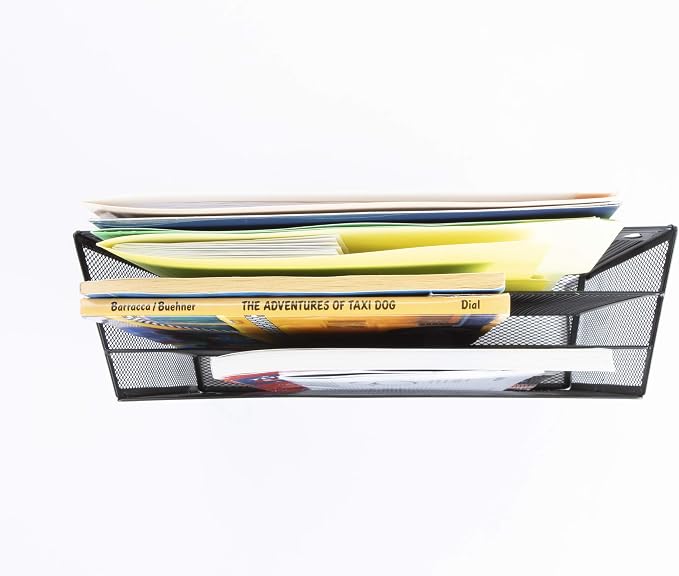 Mind Reader Vertical File Storage, Desktop Organizer, Wall Mount, Metal Mesh - Image 8