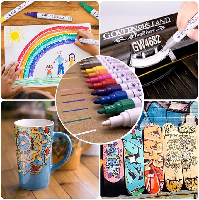 TFIVE Paint Markers Pens Set, 8 Color Oil-Based Permanent Paint Marker - Image 4