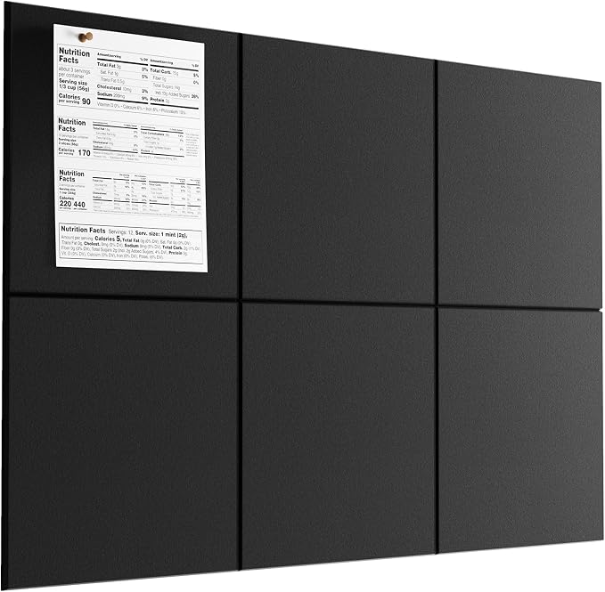 MaxGear Felt Bulletin Board 36" x 24", 6 Pack 11.8" x 11.8" Wall Panels by MaxGear