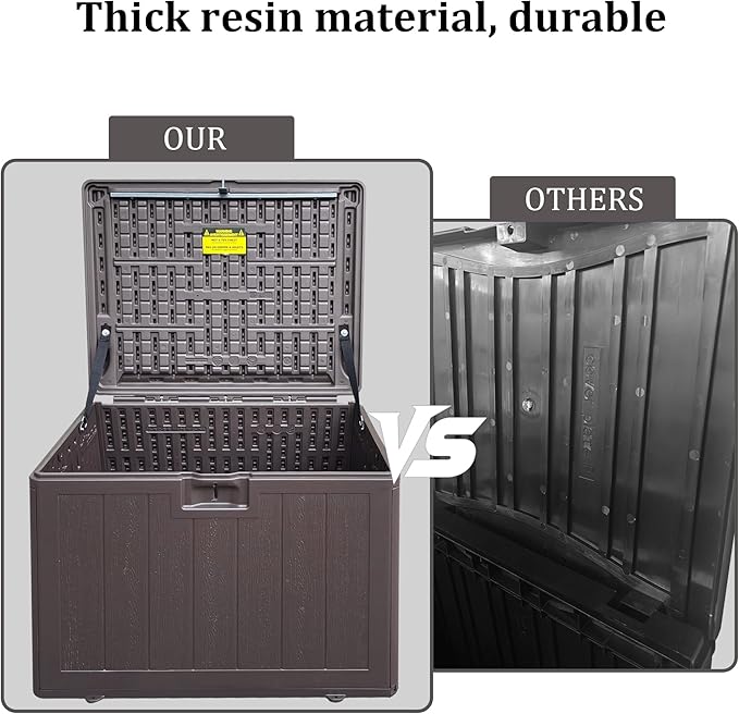 33 Gallon Pro Waterproof Outdoor Storage Bin Resin Deck Box for Patio, Poolside, and Garden, Lockable & UV-Resistant, Ideal for Small Spaces, Brown-DeskLoop Office