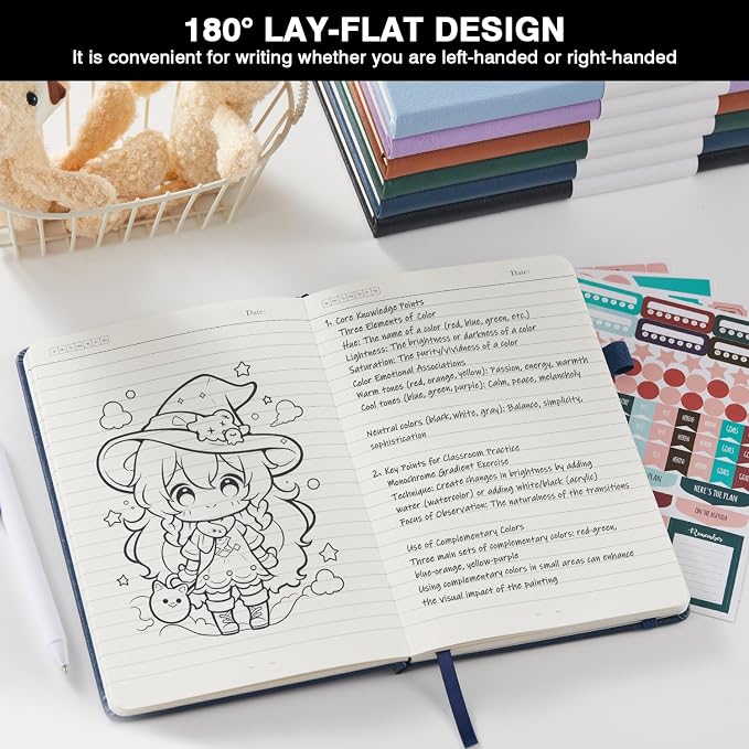 Lined Journal Notebook with Pen, A5 Leather Hardcover Journaling Notebooks - Image 4