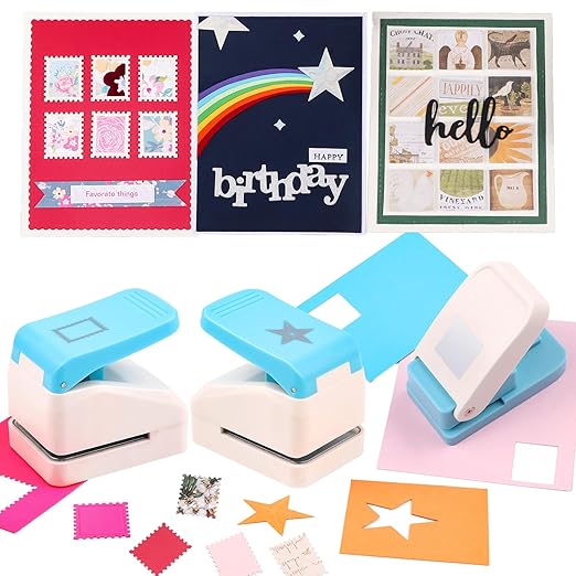 BAOFALI3Pcs Craft Punch Tool Set |Postage Stamp Punch0.9x1.1inch | Square by BAOFALI