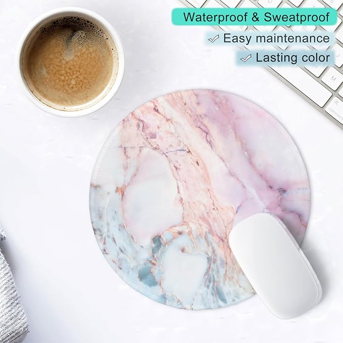 ITNRSIIET Marble Round Mouse Pad Pink Marble Customized Premium-Textured - Image 5