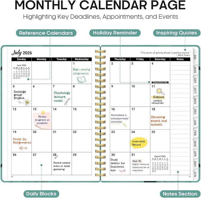 Planner 2026-2027, Academic Year Monthly and Weekly Calendar Planner, Jul 2026 - Image 2