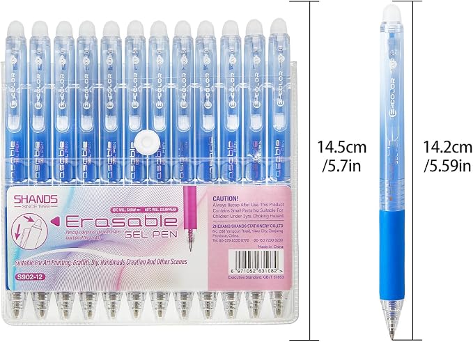 12Pcs Retractable Erasable Gel Pens Clicker, Fine Point 0.7mm Smooth Writing - Image 2