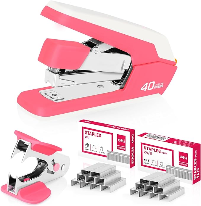 Deli Effortless Desktop Stapler, Heavy Duty Stapler, 40-50 Sheet Capacity by delioffice