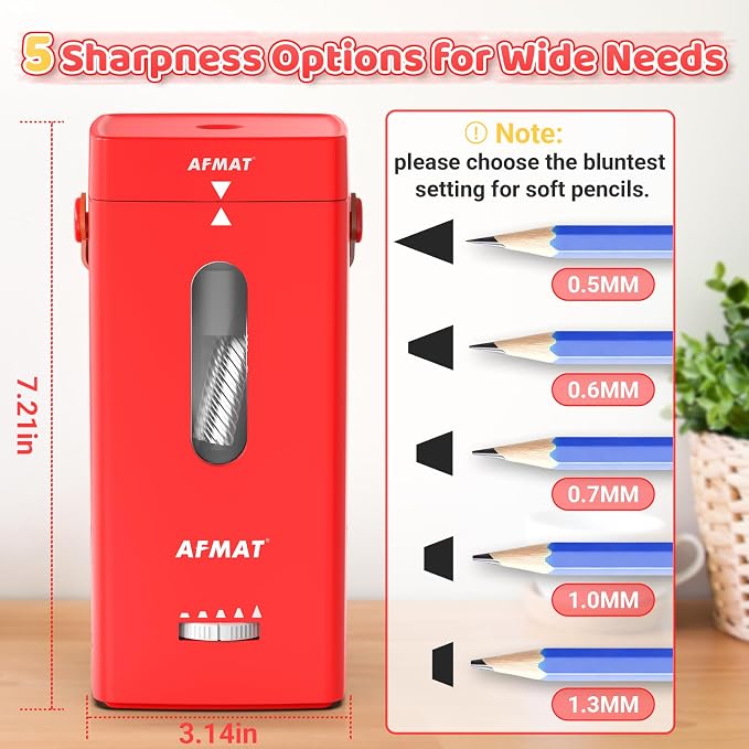 AFMAT Electric Pencil Sharpener, Fully Automatic Pencil Sharpener, Auto in & Out - Image 3