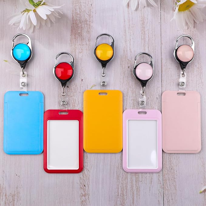 Cute Plain ID Badge Holder Plain Work Heavy Duty Keychain Retractable Badge - Image 2