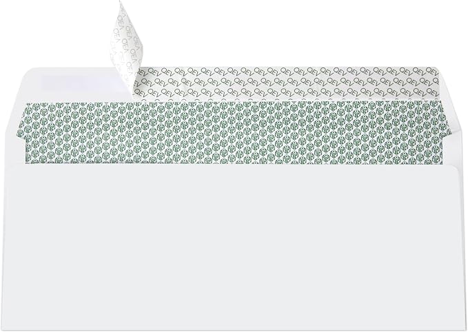 100 Count #10 Self Seal Security Envelopes, 4.1/8" x 9.1/2", 24 lb White Paper - Image 3