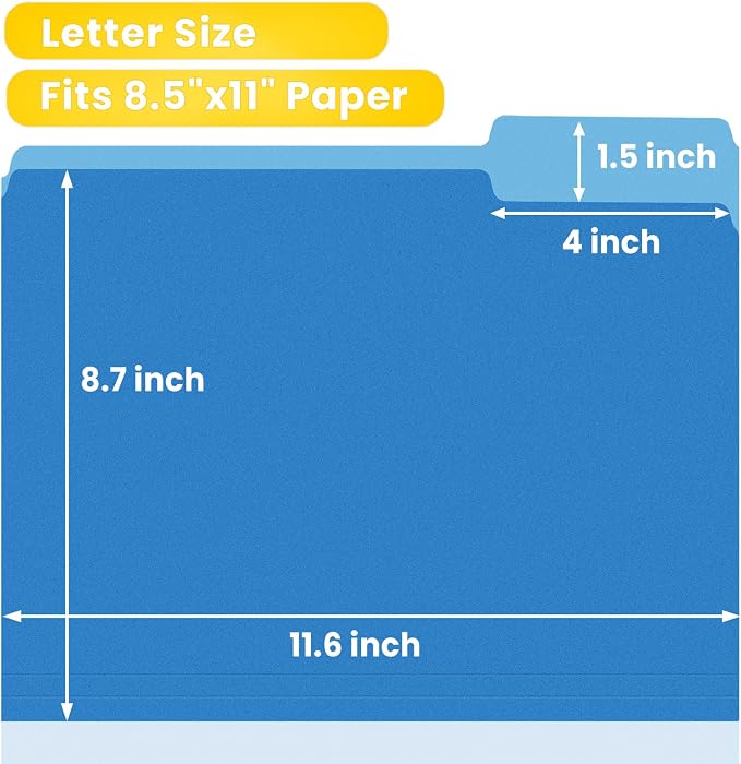 SUNEE File Folders, 18 Pack Manilla Folders 8.5 x 11, Colored Folder Office - Image 2