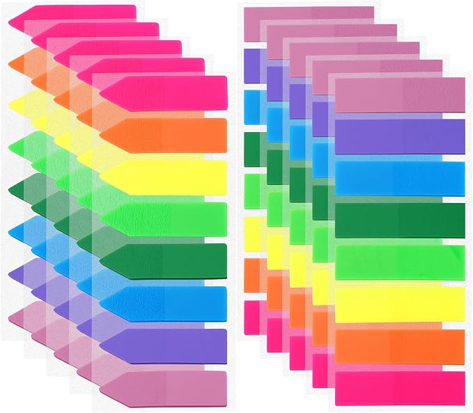 2000Pcs Page Markers Bright Sticky Tabs Translucent Arrow Flags Sticky Notes by Welcome