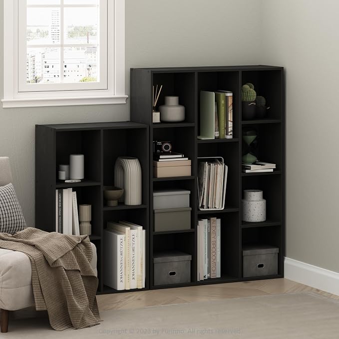 Furinno LUDER Book Shelf, 5-Cube Bookshelf, Reversible Bookcase, 9.4 x 19.5 x - Image 2
