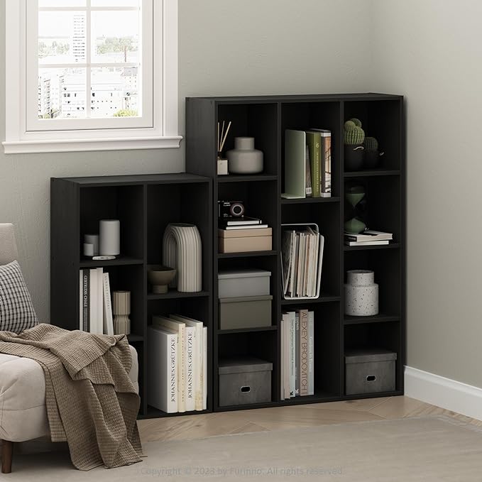 Furinno LUDER Book Shelf, 11-Cube Bookshelf, Reversible Bookcase, 9.4 x 29.1 x - Image 2