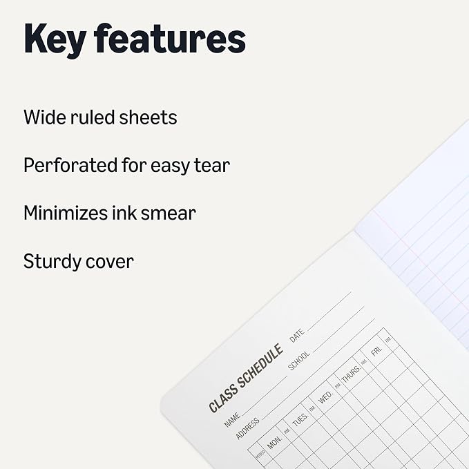 Amazon Basics Composition Notebook, Wide Ruled, 100 Sheets, 1 pack, Marble Black - Image 2