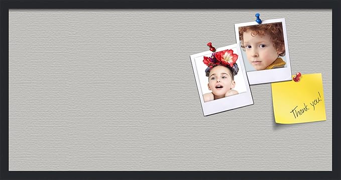 PinPix 36x18 Inch Cork Bulletin Board. This Decorative Framed Pin Board Comes with Light Stone Design and a Satin Black Frame. Ideal for Home Office Decor or Message Board (PinPix-1809)-DeskLoop Office